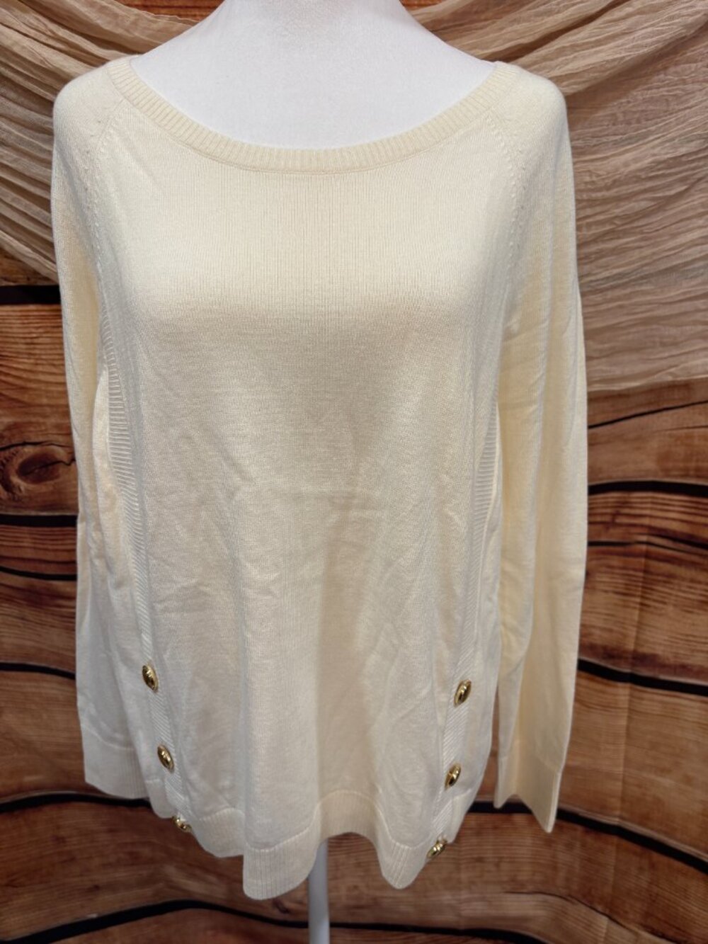 Talbots Womens‎ Ivory Cream Knit Long Sleeve Sweater Size L